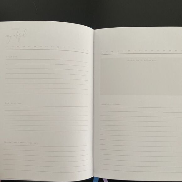 Beyond Grateful Navy Blue Velvet Daily Gratitude Journal Bookmarks New Blank - Picture 4 of 6